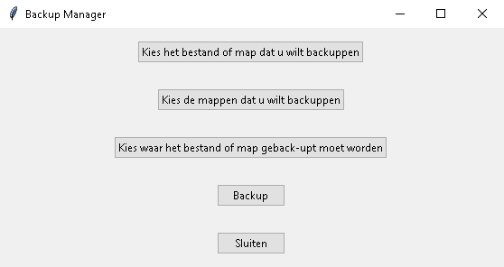 foto Eerste versie backup manager